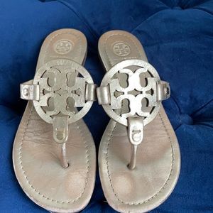 Good worn condition Tory Burch gold Miller sandal